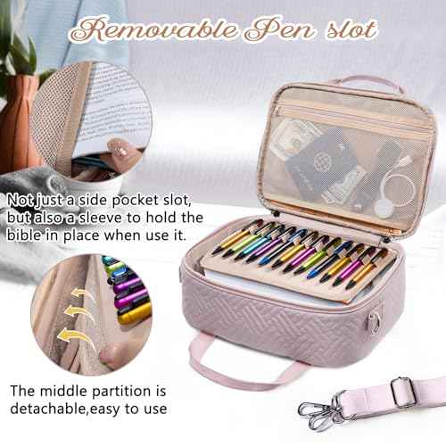 Large Bible Case for Women-Bible Covers-Bible Carrying Case-Book Bags and Totes for Women with Detachable Shoulder Strap, Bible Gift