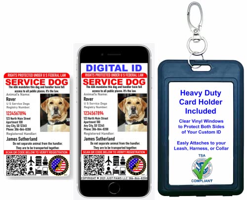 Custom Service Dog ID Card with QR Code & Digital ID Holder – Portrait Style