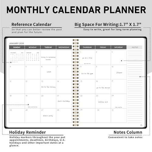Monthly Planner Jan 2026 - Dec 2027, Monthly Planner for 24 Monthes, 9¡¿11 Inch, Teacher Monthlys, Hard PVC Cover, Spiral Bound, Time Management Calendar, Perfect for School & Office (Black)