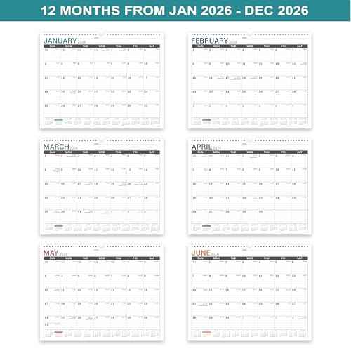 2026 Wall Calendar - 2026 Calendar Wall from Jan. 2026 to Dec. 2026, Monthly Calendar with Large Ruled Blocks and Julian Dates, Calendars for Easy Planning, 11.5''x14.75''