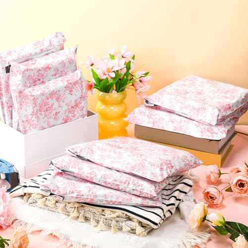 SATINIOR 200 Pack Coquette Poly Mailer 10x13 in Pink Floral Designer Waterproof Self Seal Shipping Mailers Bags for Small Business Large Mailing Envelopes Bulk Tear Resistant Packaging