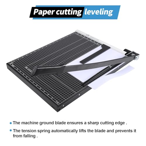 ISDIR Guillotine Paper Cutter 18" with Integrated Pressure Bar ? Heavy Duty Metal Base, 12-Sheet Capacity, Magnetic Guide & Safety Guard ? Precision Trimmer for Cardstock, Crafts, DIY, Photos & Office