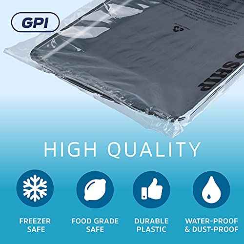 GPI - 100 Count 12" X 18" Clear Self Seal Poly Bags - 1.5 Mil Extra Large Peel & Seal Polybags with Permanent Adhesive Strip & Suffocation Warning for Packaging & Shipping T Shirts & Clothing.