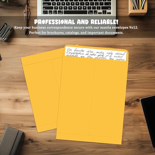 25 Pack Manilla Envelopes 9x12 Self-Seal Brown Office & Business Mailers