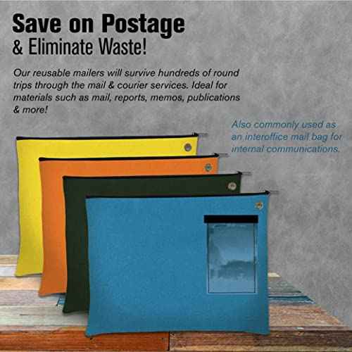 BankSupplies Canvas Interoffice Mailer, 14 oz. - 14W x 11H - Forest Green - Transit Bag - Large Zipper Bag with Grommet - Use with Padlock or Zip Tie for Security - Interoffice Mail Bag