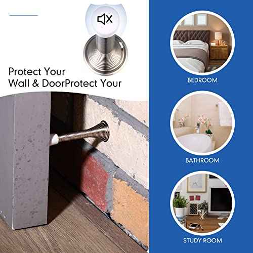 Newwiee 60 Pack Spring Door Stopper Bulk with Rubber Bumper 3.35¡®' Flexible Spring Heavy Duty Wall Door Stop Low Mounted for Home Bedroom Bathroom (Silver)