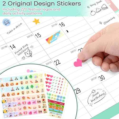 Desk Calendar 2026, Anti Ink Bleed, Plastic Cover, Ample Space, Until June 2027 with Stickers, 17" x 12" Large Seasonal Wall Calendar 2026 for Home, Office, Student & Teacher Supplies- Colorful