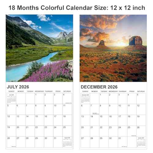 2026 Calendar for Wall, National Parks Calendar 2026 from January 2026 - June 2027, 12" x 24" Opened 18 Months Calendar, Full Page Months Thick & Sturdy Paper for Gift Perfect Organizing & Planning