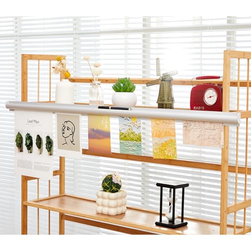 Henoyso 2 Pieces Restaurant Ticket Holder Receipt Holder Aluminum Order Ticket Rack Silver Kitchen Slide Check Rack for Office Cafes Pubs(44 Inch,Pen Slot)