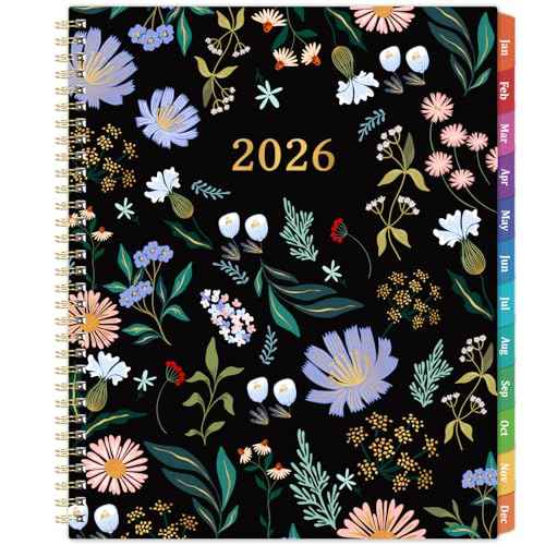 2026 Planner - Planner 2026 Weekly and Monthly, Jan.2026 - Dec.2026, 9" x 11", Weekly Monthly Planner 2026 with Colorful Tabs, Twin-wire Binding, Back Pocket - Black