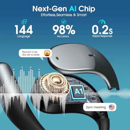 AI Translation Earbuds Real Time, 2025 New 6-in-1 Instant Language Translator Earbuds with Chat-AI, 144 Languages & 11 Offline, Voice & Video Call for Travel Business Learning
