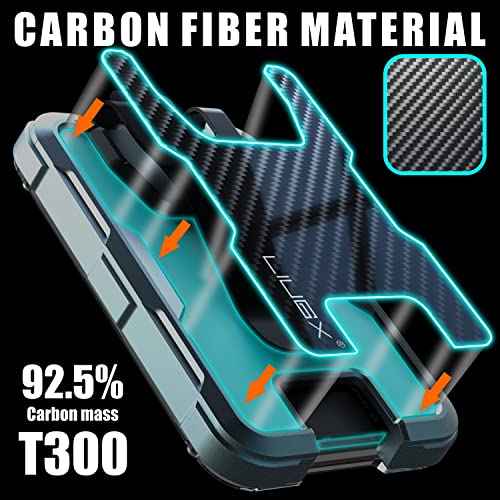 LIUGX Aluminum Badge Holder/Card Holder Wallet with Box, with Carbon Fiber & Metal Clip, Durable ID Card Holder (Holds 4 Cards) for EDC Birthday Christmas - for Men, Dad, Boyfriend, Him