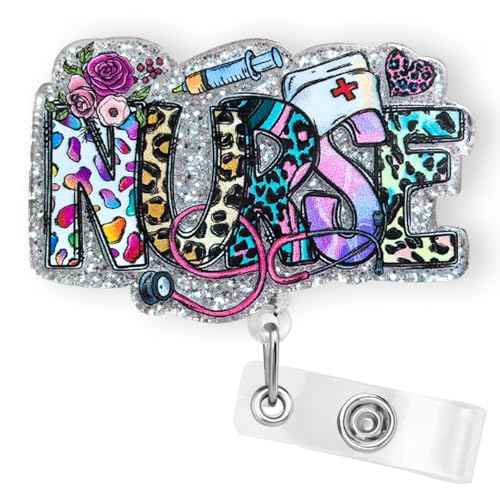 Funny Nurse Badge Reel Holder Retractable, Cute Nurses Week Gifts ID Badge Reel with Alligator Clip & 24¡± Durable Nylon Cord for Nurse Nursing School Student RN CNA LPN & Medical Personnel | Acrylic