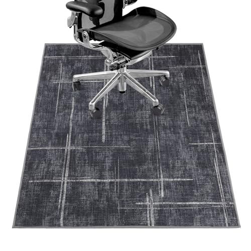 Lreedy 36x48 inch Office Chair Mat for Hardwood/Tile Floor, Black-Blue Edge