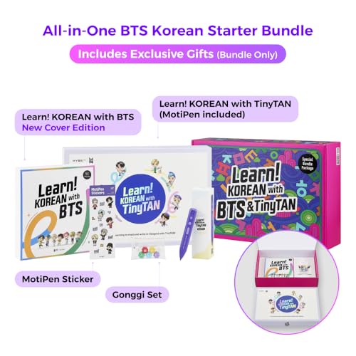 Korean Language Learning Set with BTS & TinyTAN - 6-Book Beginner Kit with Audio Pen