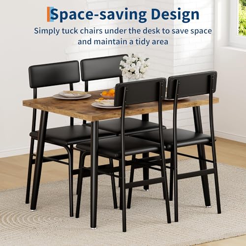 IDEALHOUSE 4-Person Dining Table Set for Small Spaces – Modern Industrial Kitchen Table