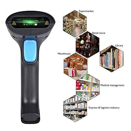 REALINN Wireless 2D QR Barcode Scanner Rechargeable Automatic Handheld Code Reader Dustproof Waterproof Shockproof Fast and Precide for Mobile Payment, Store, Supermarket, Warehouse