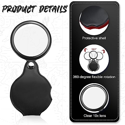 Hoteam 48 Pcs 10X Small Magnifying Glass Mini Pocket Magnifier with Rotating Protective Cover, Folding Magnify Glass Small Magnifying Lens for Reading, Jewelry, Hobby