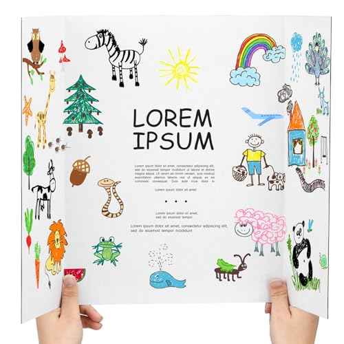 4 Pcs Trifold Poster Board, 21.5x14 inches Small White Poster Board Comes with Sticky Accessories, Corrugated Presentation Boards, Display Board for School Projects, Business Presentations