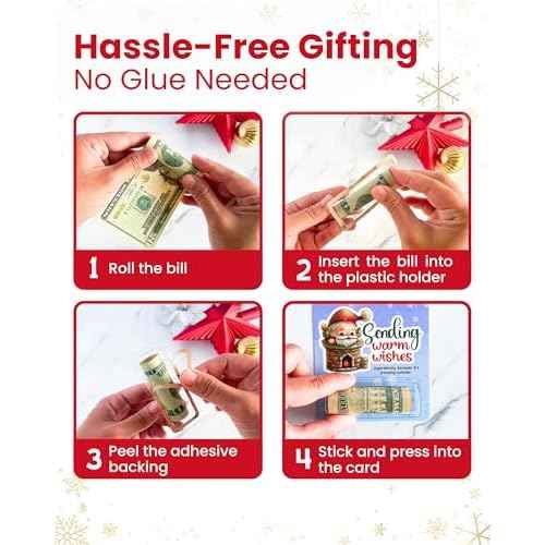 12 Sets of Christmas Money Holders for Cash, Funny Ways to Give Money as a Gift, Money Holder for Cash Gift, Money Ornament, Variety of Unique Cards With Plastic Lip Balm Tray With Adhesive