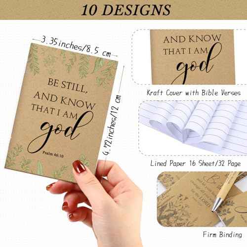 Ctosree 200 Pcs Bible Verse Prayer Journal Notebook Christian Gifts for Women Bulk Mini Inspirational Religious Notepad Religious Gifts for Church VBS Teacher Sunday School 3.15 x 5 Inches (Brown)