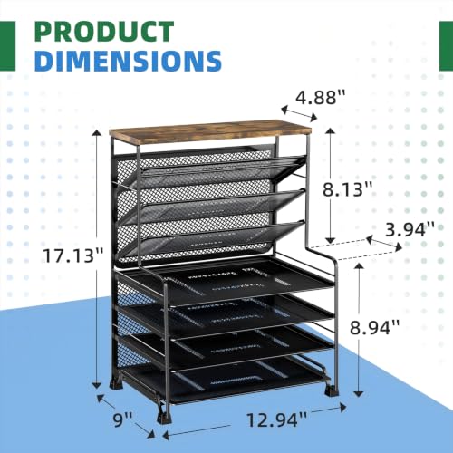 8-Tier Desk File Organizer for Office Home School Storage Black