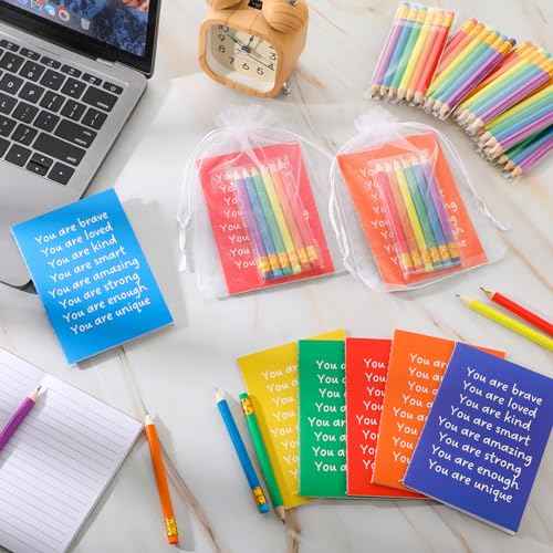 Spakon 48 Sets Operation Christmas Inspirational Mini Rainbow Small Notepads Motivational Pocket Notepad for Gifts Rewards