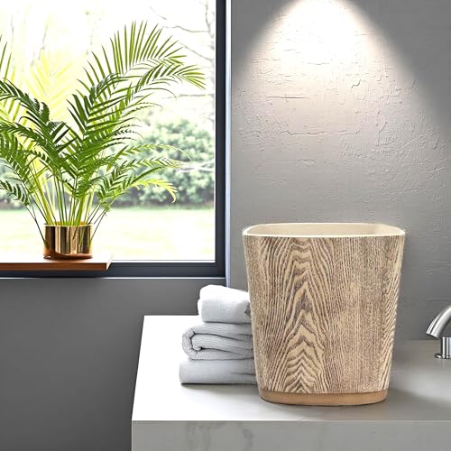Hymmah Bathroom Trash Can 1.8 Gallon(7 Liter) Small Kitchen Garbage Can,Decor Wastebasket for Bedroom Office,Resin Hand-Carved