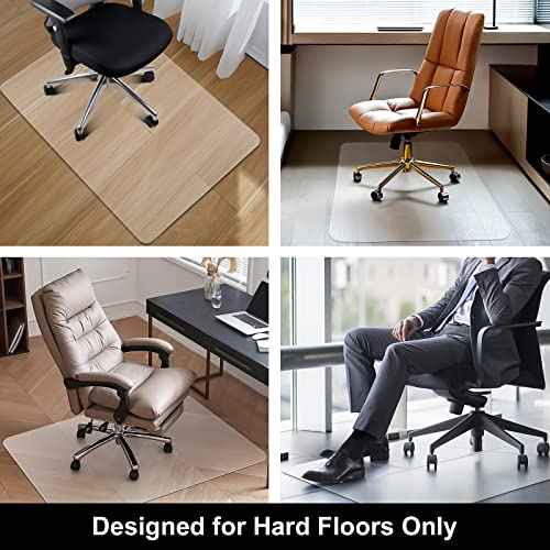 Kuyal Office Chair Mat for Hardwood Floor, 30'' x 48'' Rectangle Transparent Desk Thick Durable Chair Mat for Rolling Chairs, Easy Glide, Floor-Protector