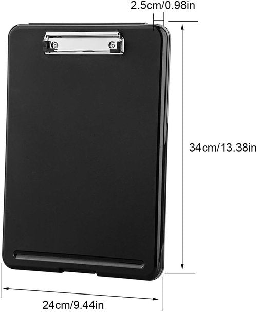 ZCZN Plastic A4 Form Storage Box Case, Clipboard Case, Bulk clipboard Set Suitable for School,Utility,Industrial Office, Medical Personnel,Black,6 Pack