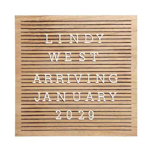 Pearhead Wooden Letterboard Set - Ideal Photo Sharing Prop for Baby Announcements, Milestone Keepsake, Custom Message Board and Shower Gift - Includes 188 Letters, Numbers, and Symbols - Natural Wood