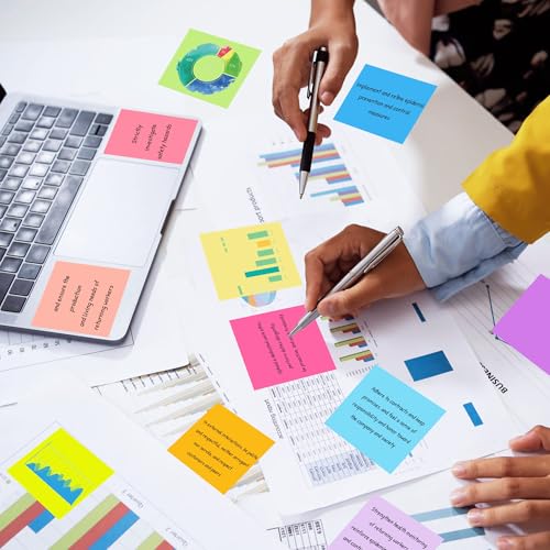 VIPSTAR Bright Colors 3x3 Inch Sticky Notes - 24 Pads, Self-Stick Reminder Pads