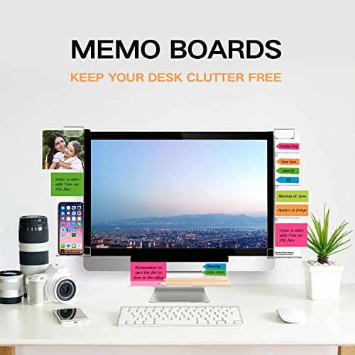OSPNIEEK Set of 3 Acrylic Monitor Memo Boards for Computer - Left, Right & Bottom with Sticky Notes & Phone Holder