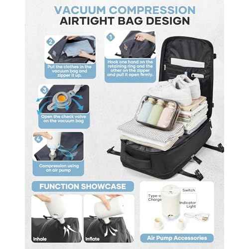 WONHOX Travel Backpack for Women Men, Laptop Backpack with Shoe Compartment,Waterproof Hiking Carry on Backpack