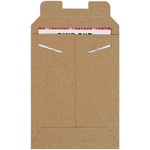 Aviditi 6" x 8" Stayflats Rigid Flat Mailers, Kraft, For Keeping Documents, Photos, and Artwork Protected During Shipping (100 Pack)