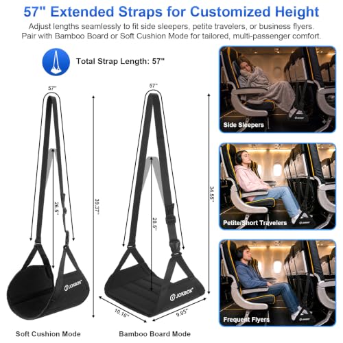 JOKBOK 2-in-1 Airplane Foot Hammock Pack of 1 - Adjustable Bamboo & Soft Cushion Support