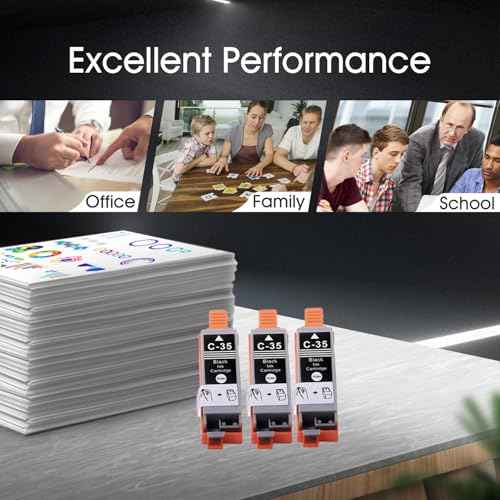 PGI-35 Black Ink Cartridge Replacement for Canon PGI35 35 Ink Work with Canon Pixma iP110 iP100 TR150 Printers (3 Black)
