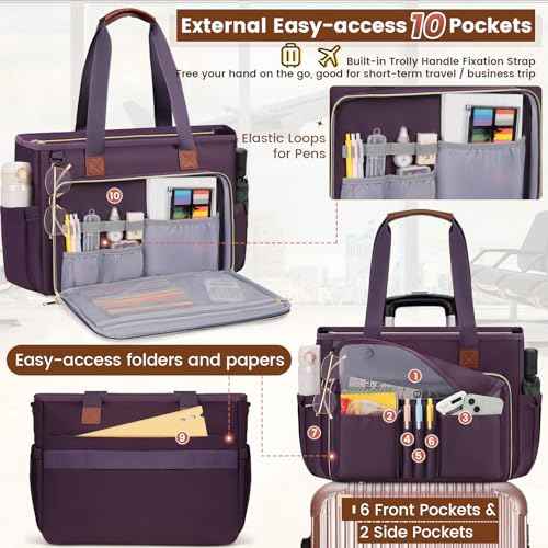 RAINSMORE Teacher Tote Bag 15.6 inch Laptop Bag for Women Work Bags Nurse Bag Lightweight Laptop Tote Computer Briefcase