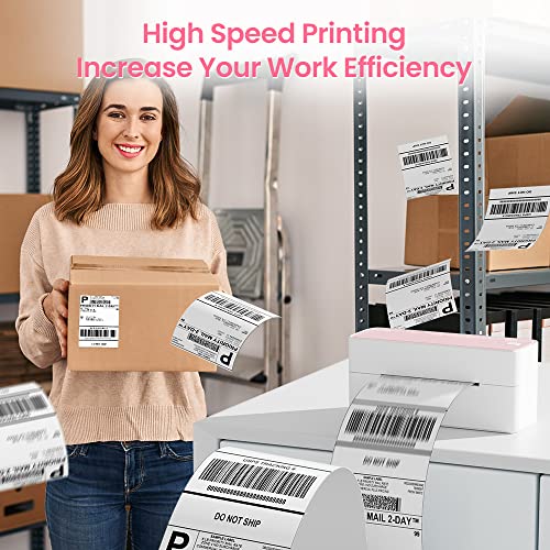 Pink Phomemo Bluetooth Thermal Label Printer with 20 Labels - Wireless & USB