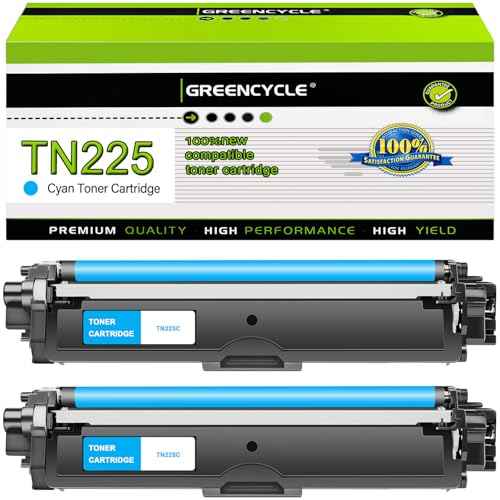 greencycle TN225 Cyan Toner Cartridge 2 Pack Compatible Replacement for Brother TN-225 TN225C Work with HL-3170CDW HL-3140CW HL-3180CDW MFC-9340CDW MFC-9130CW MFC-9330CDW Printer - High Yield