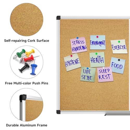 XBoard Magnetic Whiteboard and Corkboard Combo 36 x 24 Inches - Dry Erase & Pin Notice Board