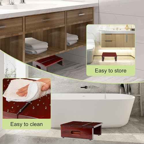 Wood Step Stool, Compact Size (11.6"x10"x4.3"), Supports 400 lbs ? for Children, Adults & Home Use ? Ready to Use