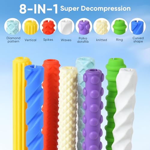Multicolor Textured Silicone Pencil Grips for Sensory Fidget & Focus, 8-Pack