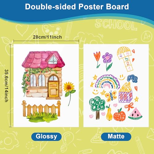10Pcs Poster Board White Poster Paper Bulk 11" x 14", ROOKEA 250Gsm Thickness Vision Boards Smart Poster Board for School Arts Craft Projects Presentations Drawing Scrapbooking Blank Graphic Display