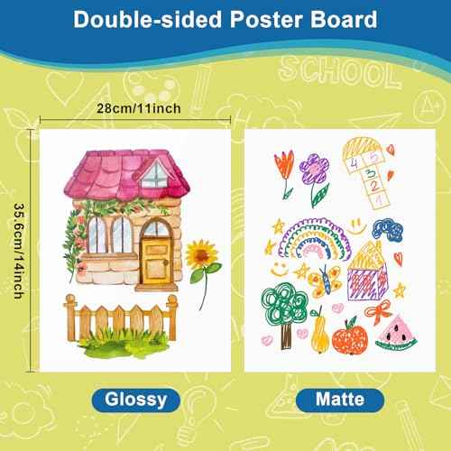 150 Pcs 11" x 14" Poster Board White Poster Paper Bulk, ROOKEA 250Gsm Thickness Vision Boards Smart Poster Board for School Arts Craft Projects Presentations Drawing Scrapbooking Blank Graphic Display