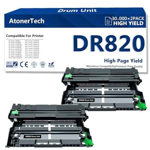 DR820 Drum Unit Replacement for Brother HL-L6200DW, MFC-L5850DW, HLL6200DW, MFC-L5900DW, MFC-L5700DW, MFC-L6800DW | Compatible with DR820/DR-820 Imaging Drum (2-Pack, Not Toner)