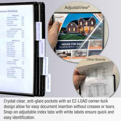 Ultimate Office AdjustaView 10-Pocket Wall Reference Organizer with Easy-Load Pockets and Mounting Screws, Black Pockets