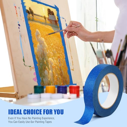 20 Rolls Blue Painters Tape Bulk Pack, Painter's Tape 1-inch ¡¿ 55 yards, Multi-Surface Residue-Free Blue Masking Tape for Wall Painting, Artwork, Automotive and Packaging Labelling, Total 1100 Yards