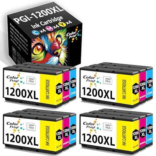 Compatible PGI1200 Ink Cartridge Color Replacement for Canon 1200 Ink PGI1200XL PGI 1200XL PGI-1200XL for Maxify MB2050 MB2020 MB2320 MB2120 MB2720 MB2350 Printer (4C,4M,4Y,12-Pack)