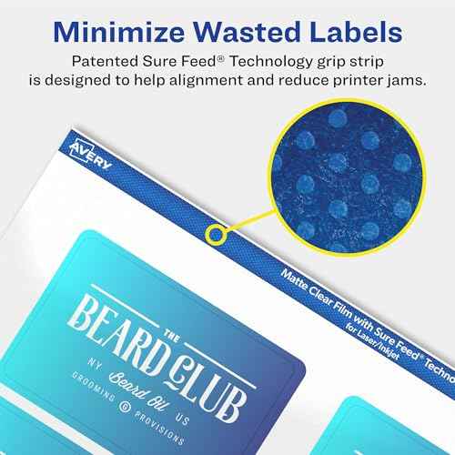 Avery Matte Clear Rectangle Labels, Sure Feed Technology, 2" x 3", 200 Matte Clear Labels, Print-to-The-Edge, Laser/Inkjet Printable